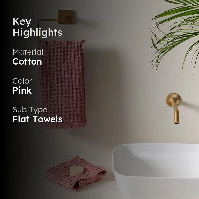 Fluffy Waffle Hand Towel (Pink) - Set Of Two media 2