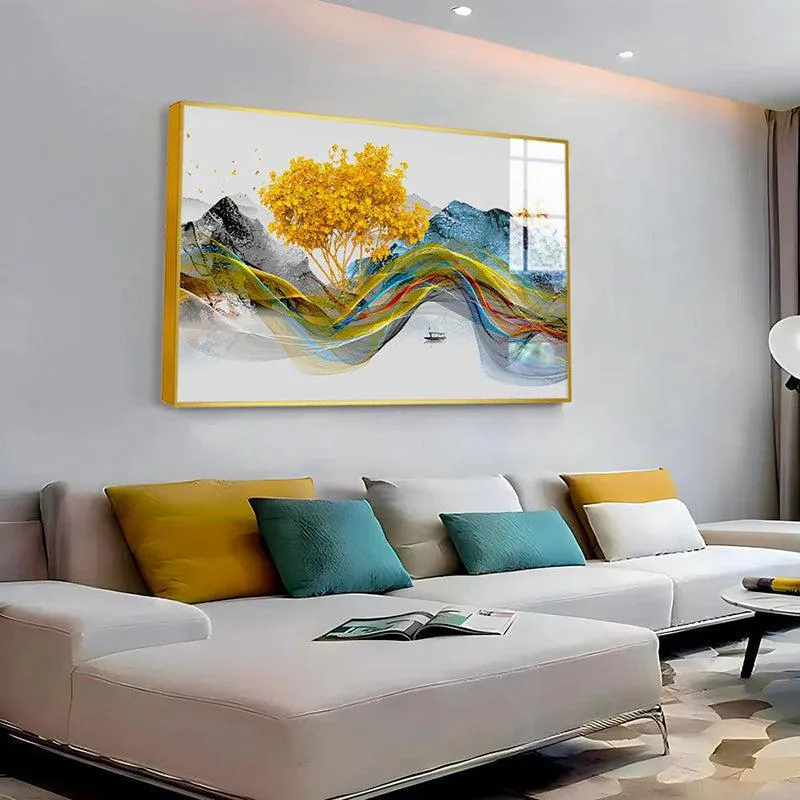 Gilded Sanctuary Modern Canvas Wall Art With Frame - Gold media 4