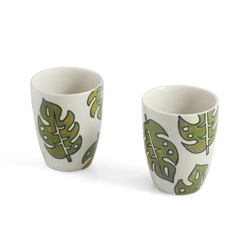Leaf Ceramic Coffee Mug (280 mL Each) - Set Of Two media 3
