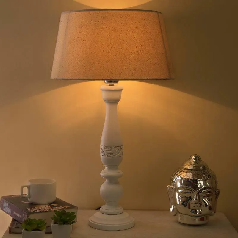 Flowerette Fain Fabric Table Lamp - White,Beige media 1
