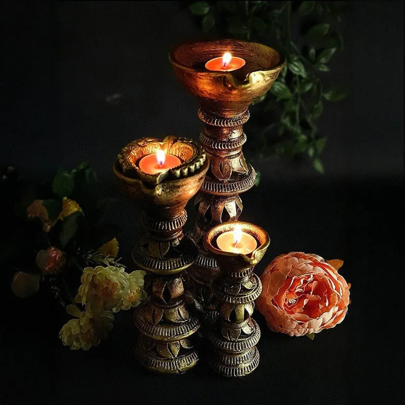 Vintage Charm Diya - Set Of Three media 6