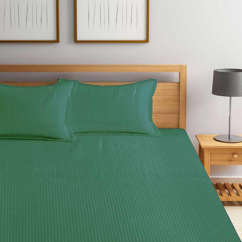 Cora Stripe Microfiber Bedsheet (Green) - 130 GSM media 4