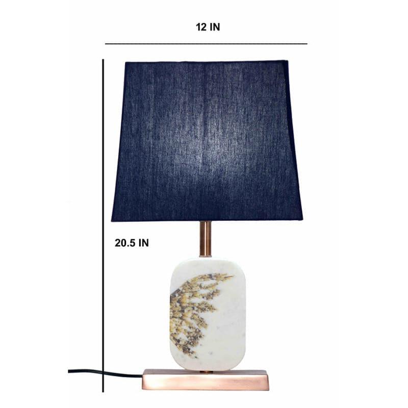 Winged Printed Marble & Copper Base Fabric Table Lamp - Blue,White media 5