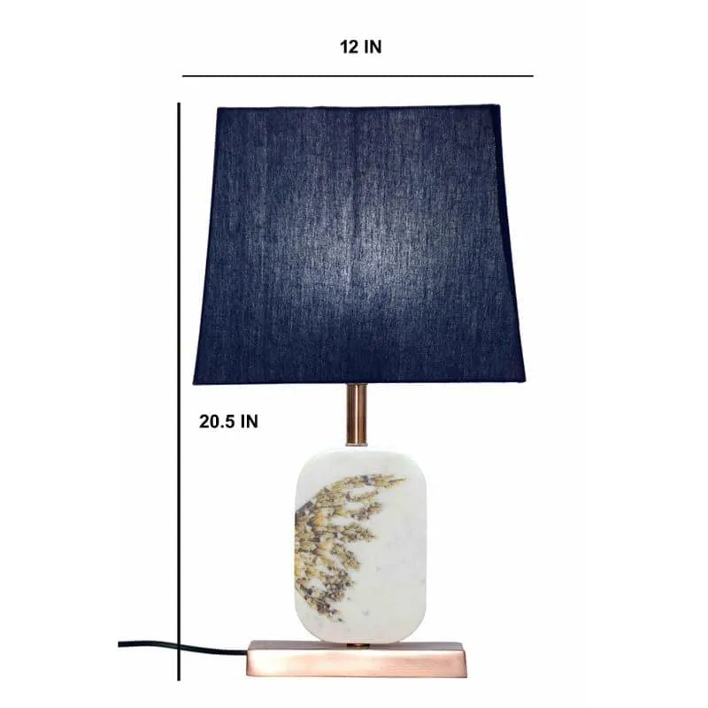 Winged Printed Marble & Copper Base Fabric Table Lamp - Blue,White media 5