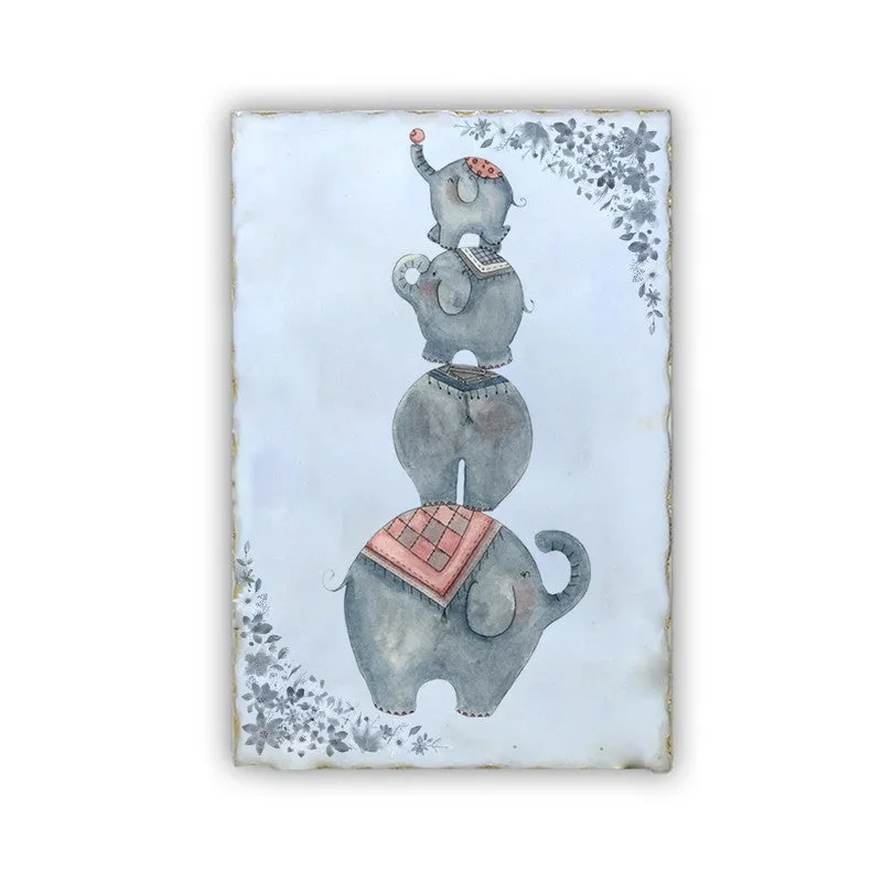 Regal Elephants Marble Wall Art - 12 Inches media 3
