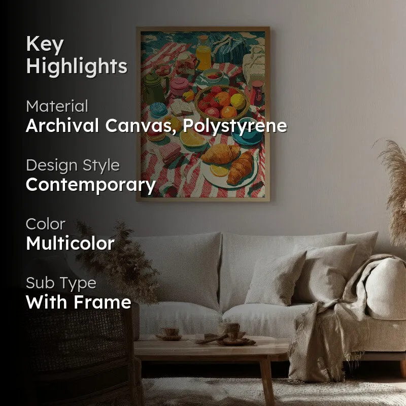 Croissant Glow Canvas Wall Painting - Brown Frame media 2
