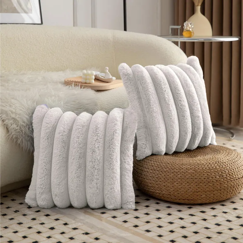 Stripe Luxe Cushion Cover Set (Off (White) - Set Of Two media 1