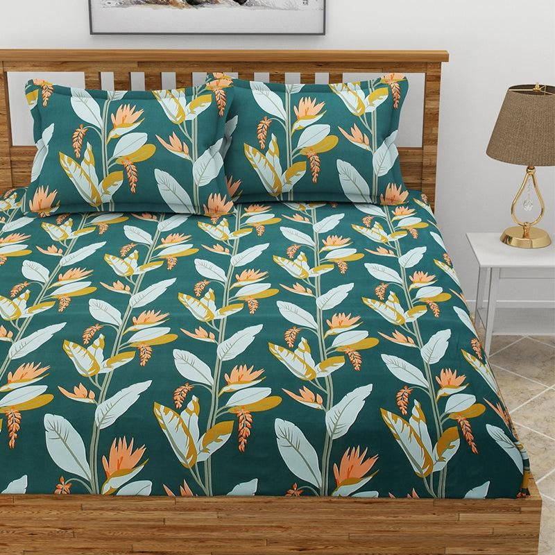 Gilola Floral Microfiber Bedsheet (Dark Green) - 110 GSM media 5