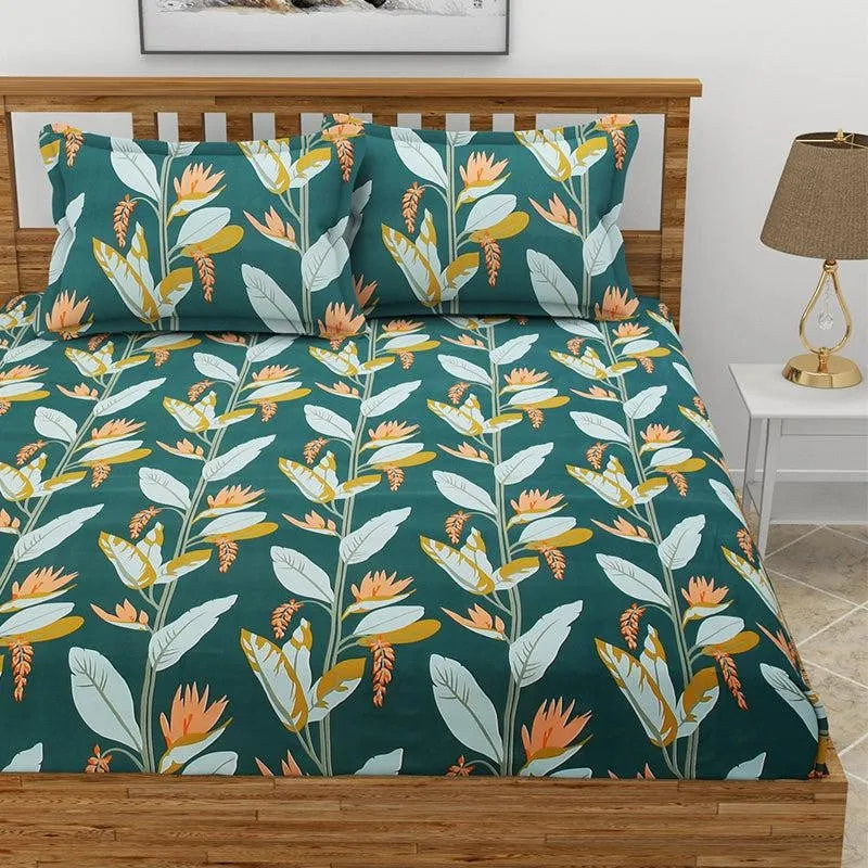 Gilola Floral Microfiber Bedsheet (Dark Green) - 110 GSM media 5