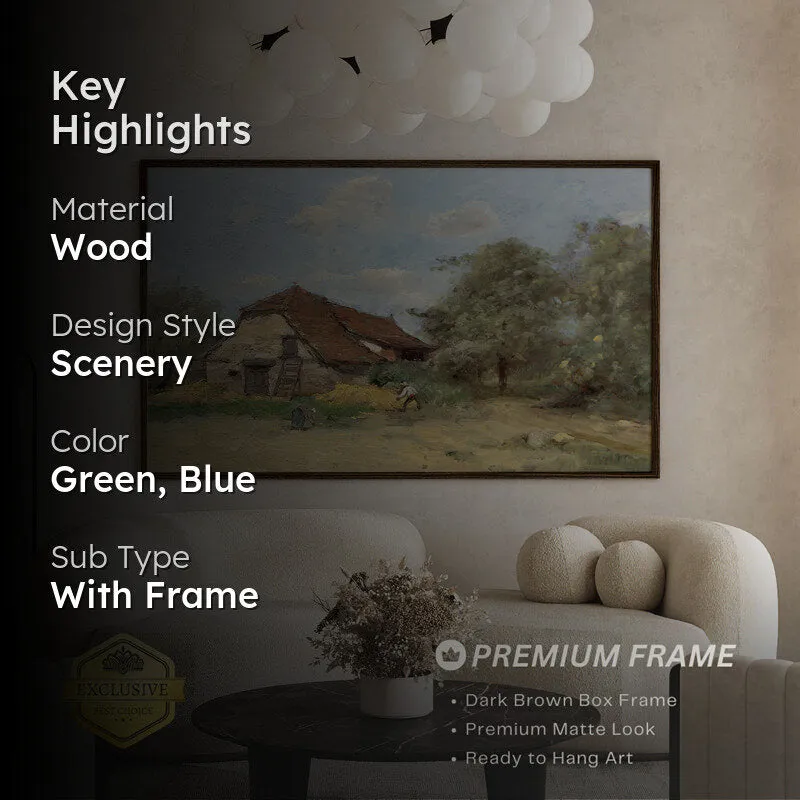 Stone Cottage Wood Wall Art With Frame - Black media 2