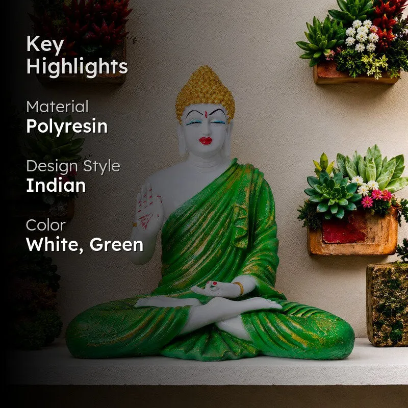 Moksha Aura Buddha Marble Idol - Green - 2