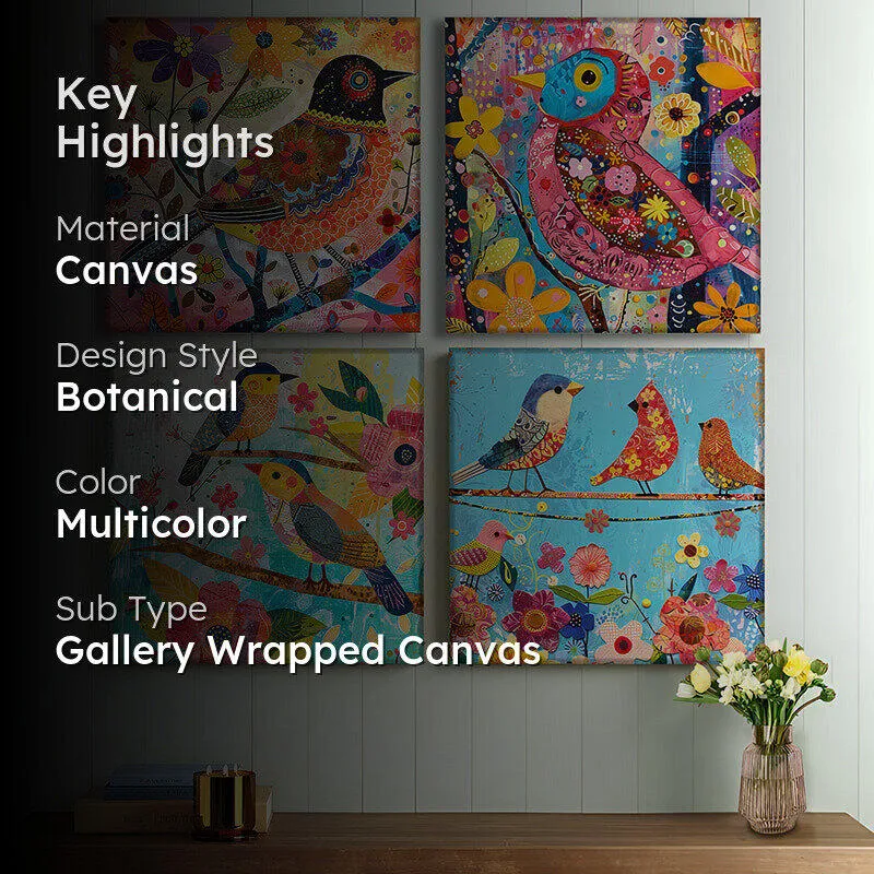 Vibrant Birds I Wall Art - Set Of Four media 2