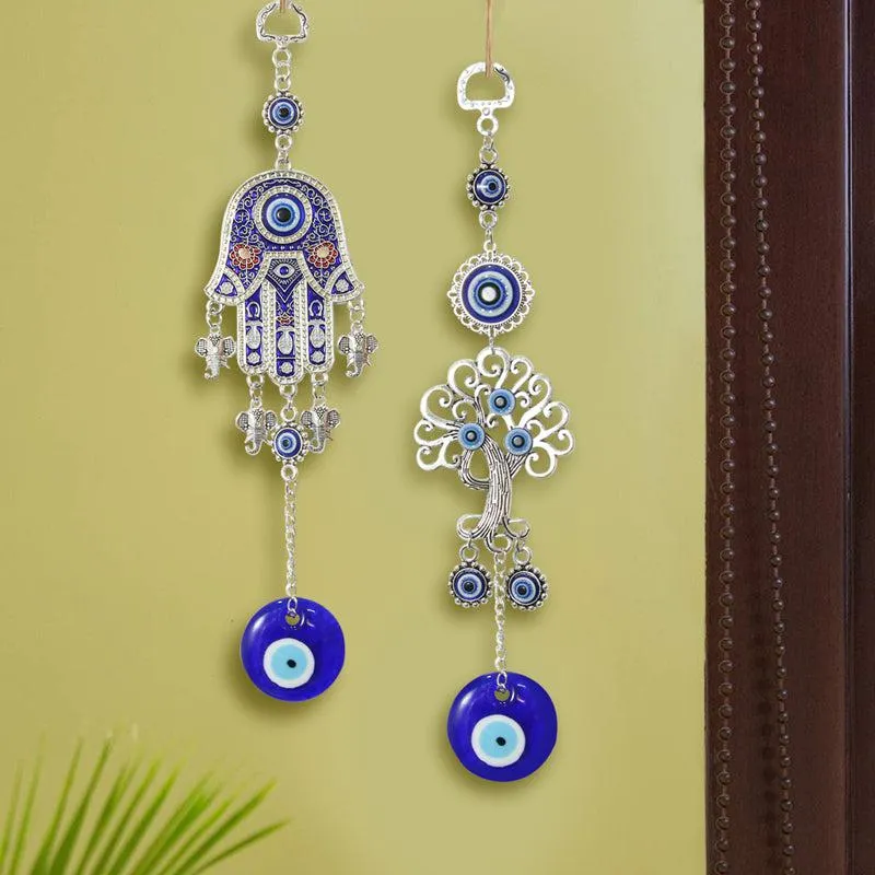 Tree Of Life & Hamsa Palm Evil Eye Metal Wall Accent - Set Of Two media 3