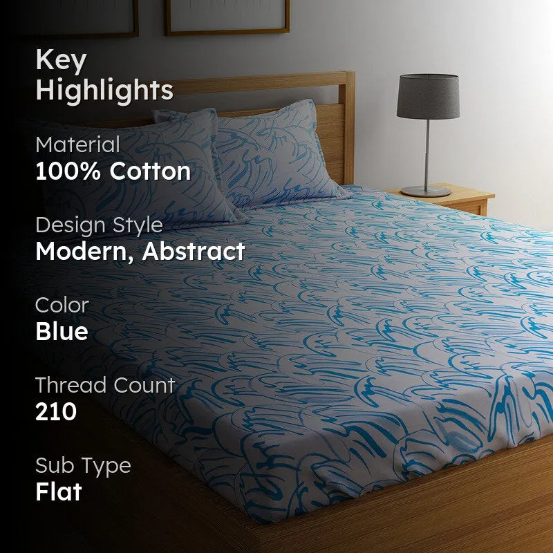 Blue Breeze Floral Cotton Bedsheet - 210 TC media 2
