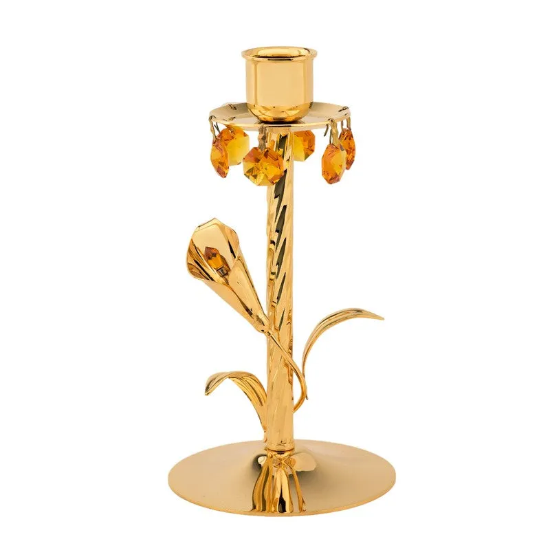 Floral Tower 24K Gold Plated Mild Steel Candle Holder media 4