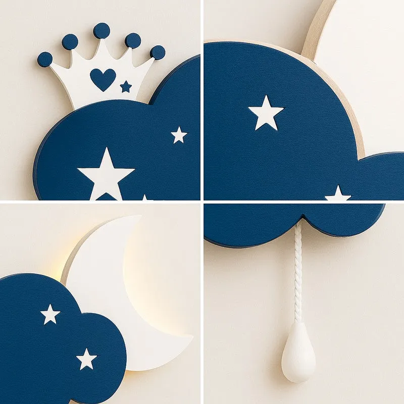 Sleepy Night Sky Cloud Battery Operated MDF Wall Lamp - Blue media 7