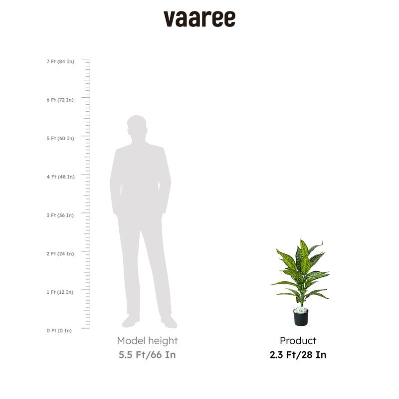 Faux Artificial Croton Plant With Black Plastic Pot - 71 cm (2.3 ft) media 8