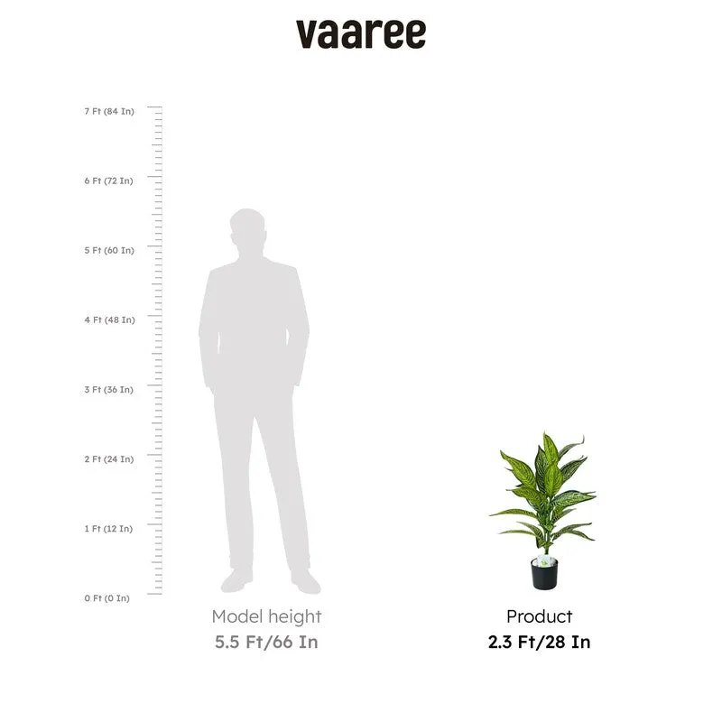 Faux Artificial Croton Plant With Black Plastic Pot - 71 cm (2.3 ft) media 8
