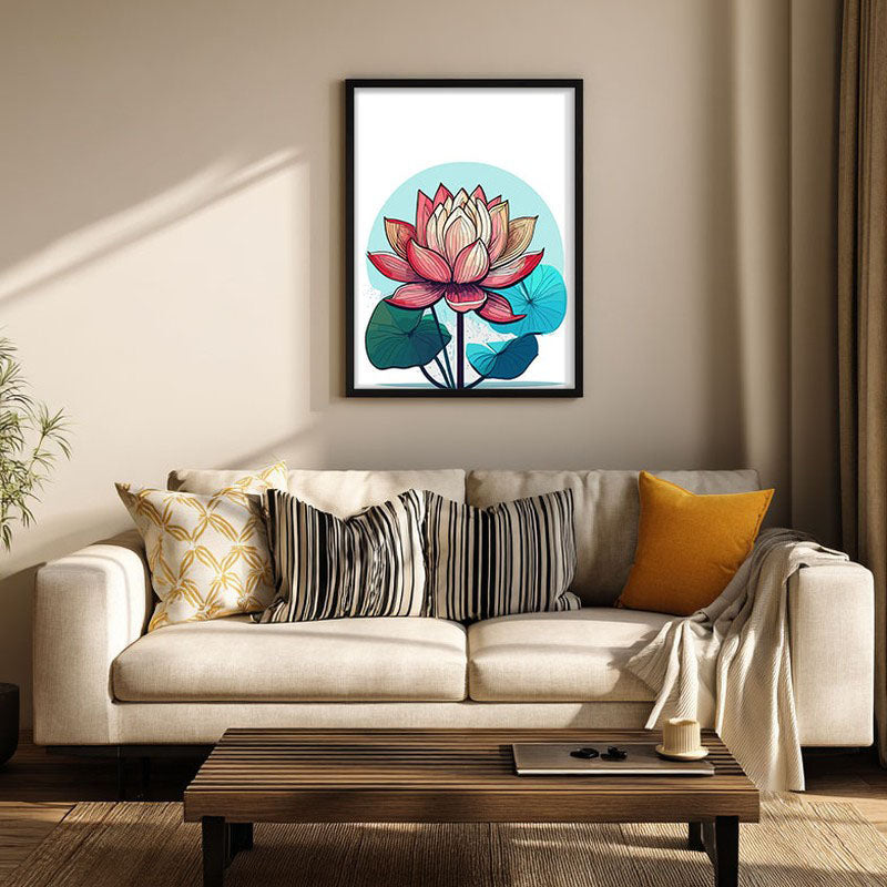 Lotus In Color Archival Paper Wall Art With Frame