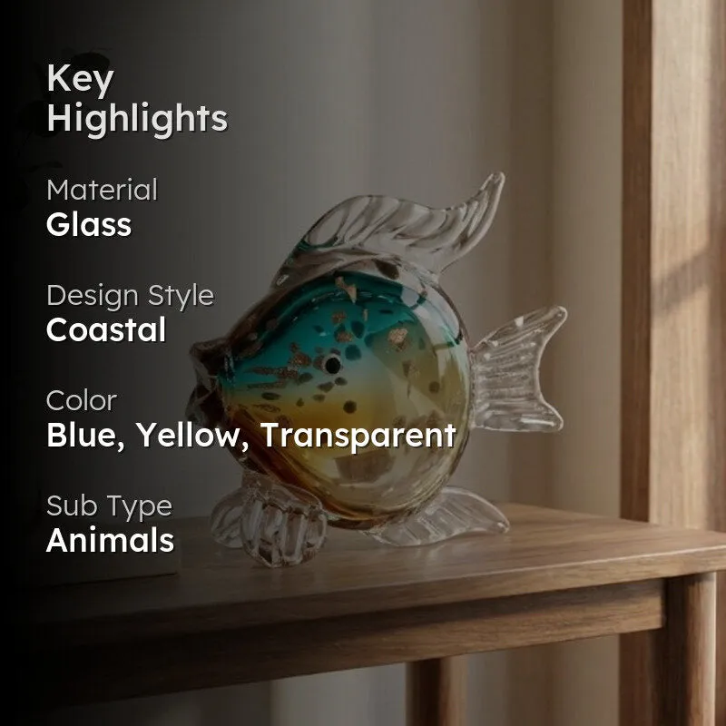 Coastal Charm Glass Showpiece - Yellow & Blue media 2