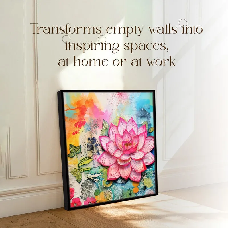 Orchid Lotus Wall Art With Frame media 4