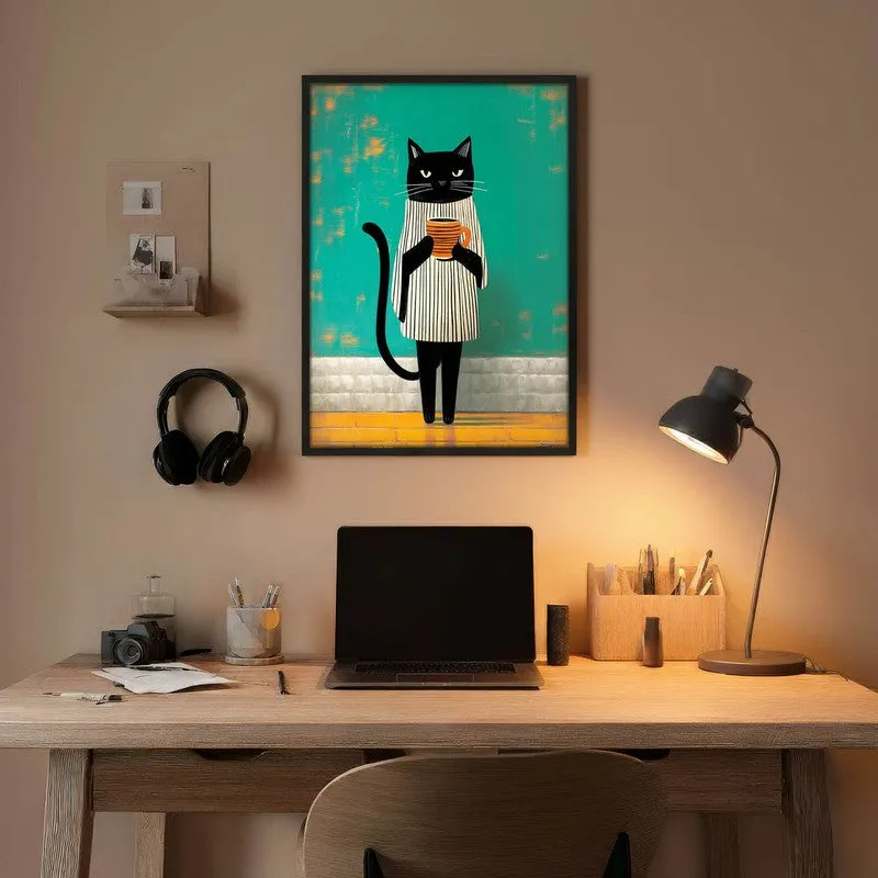 Folk Cat Wall Painting With Frame media 5