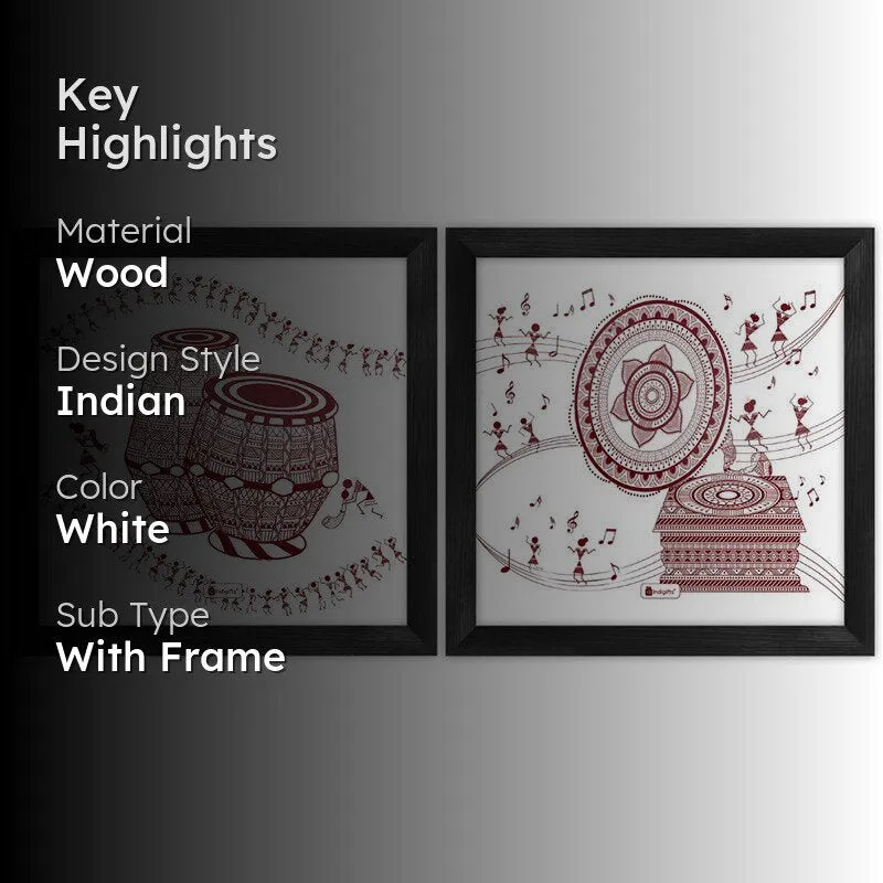 Warli Mandala Wall Art - Set Of Two media 2