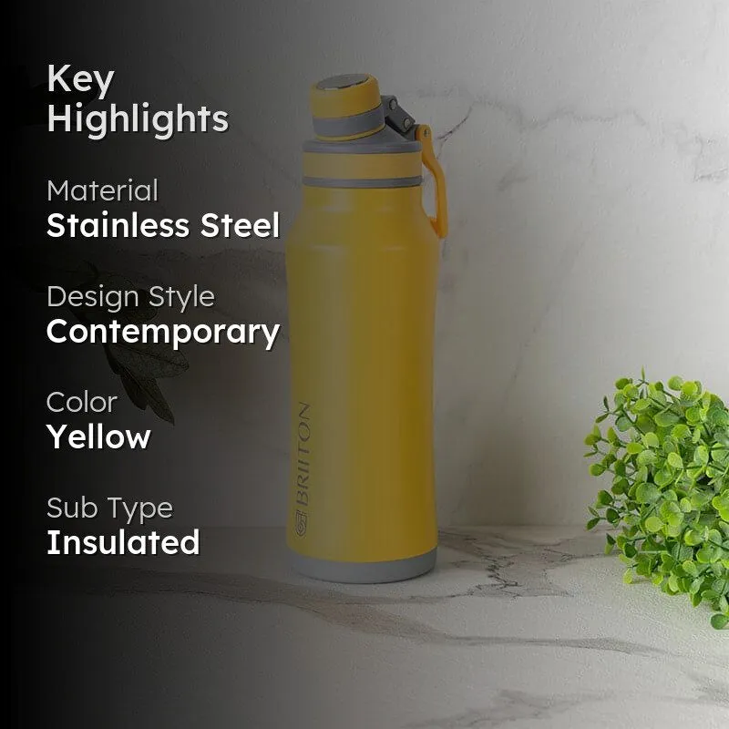 Hydrate Wonder Hot & Cold Thermos Water Bottle (Yellow) - 1000 mL media 2