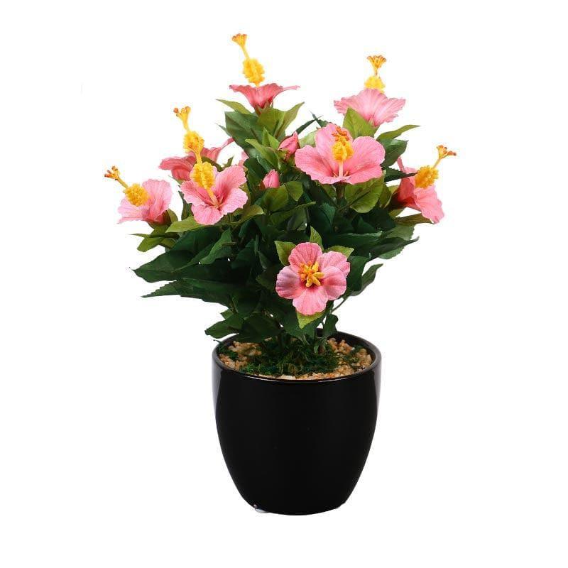 Faux Mini Hibiscus Bonsai In Ceramic Pot (31 cms) - Pink media 3
