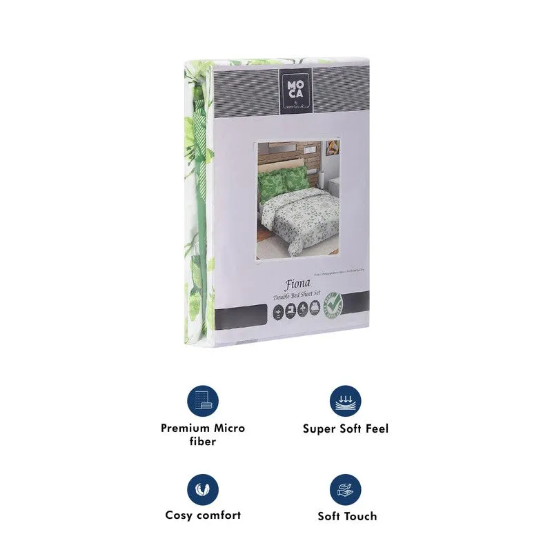 Monte Carlo Floraline Cotton Bedsheet (White,Green) - 104 TC media 10