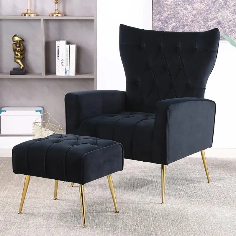 Simplex Neem Wood Lounge Chair (Black) - Two Piece Set media 3