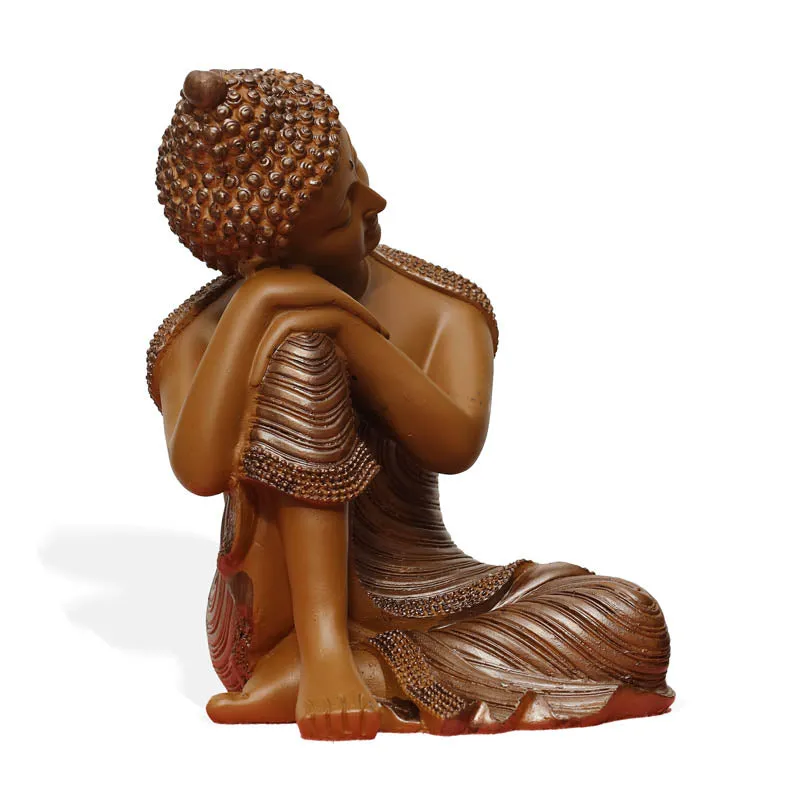 Zen Resting Buddha Showpiece - Brown media 6