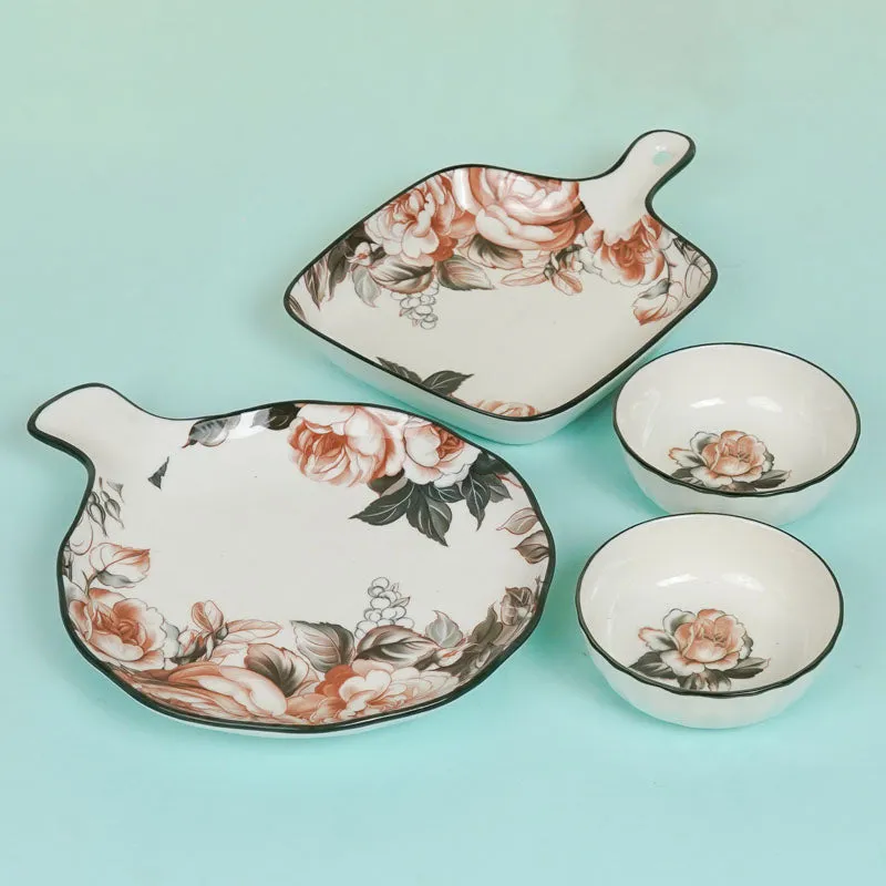Maduva Chic Floral Porcelain Serving Set - Four Piece Set - 3