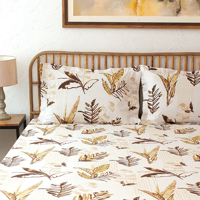 Autumn Florals Cotton Bedsheet (Brown) - 180 TC media 1