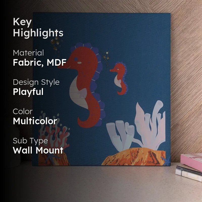 Seahorse Whimsy MDF & Fabric Wall Accent media 2