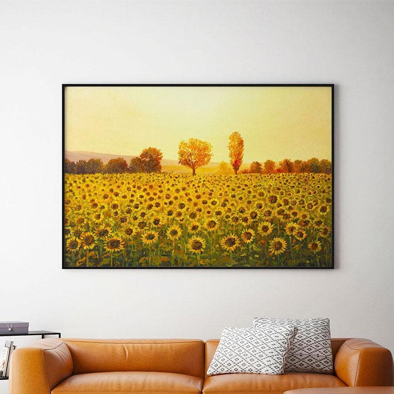 Sunflower Meadow Sunset Canvas Wall Painting