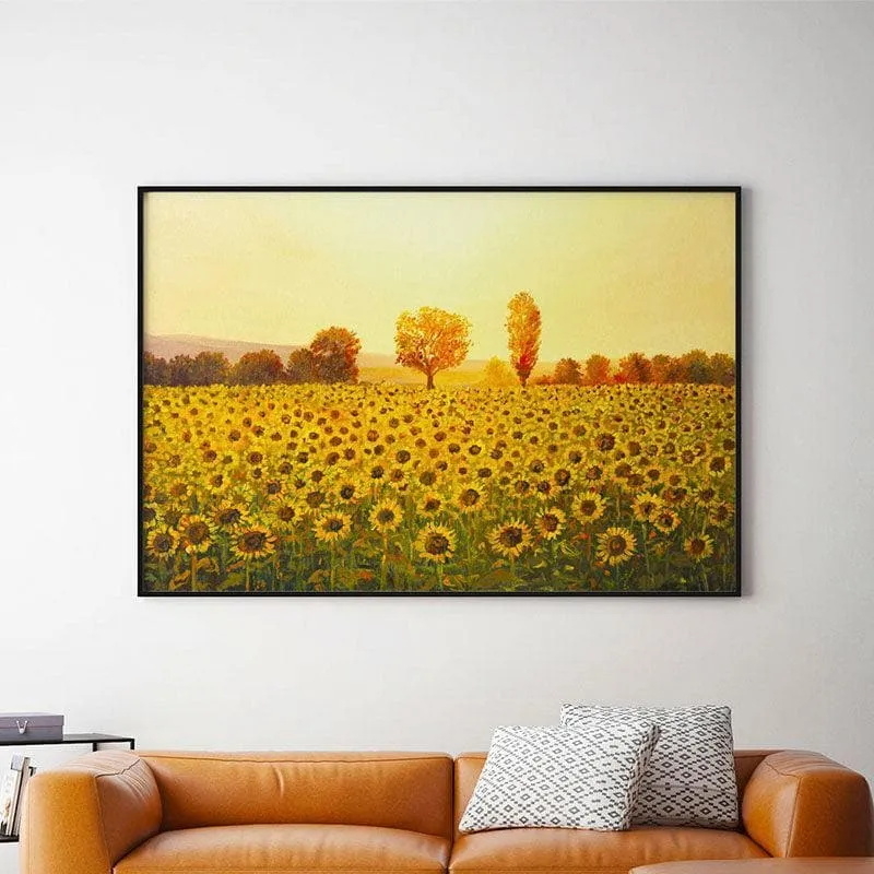 Sunflower Meadow Sunset Canvas Wall Painting media 1