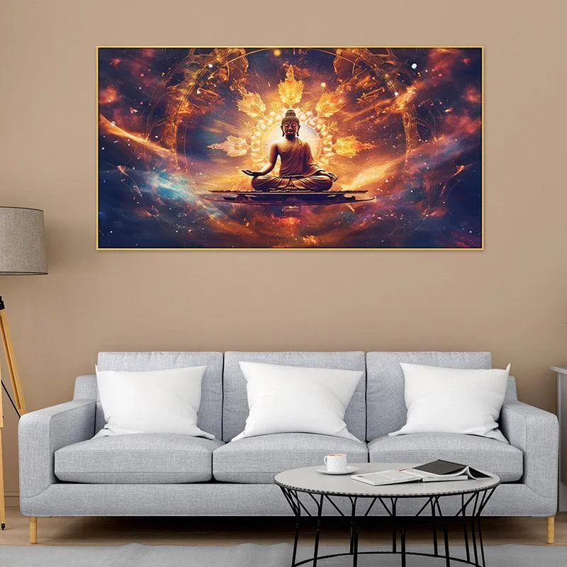Buddha Serene Aura Canvas Wall Painting With Frame media 3