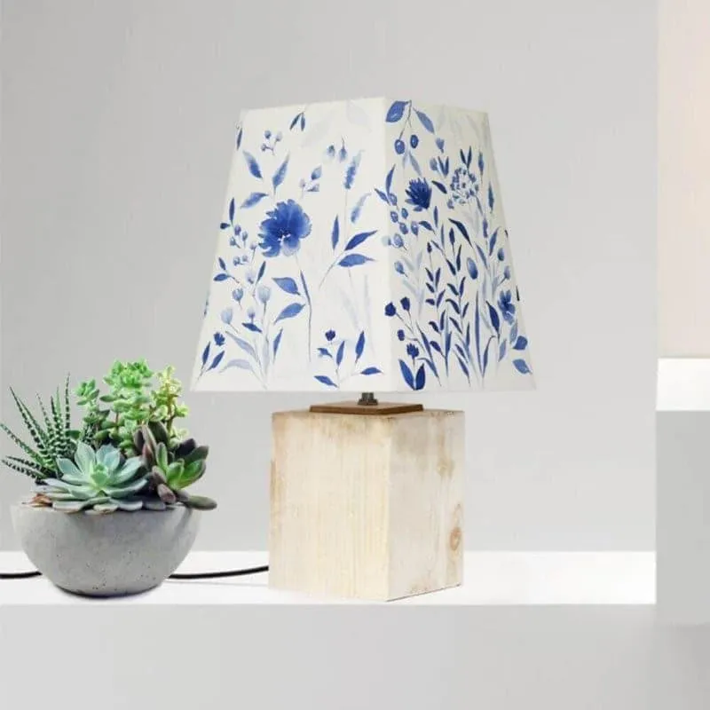 Rosha Indigo Bloom Handpainted Fabric Table Lamp - Multicolor media 3