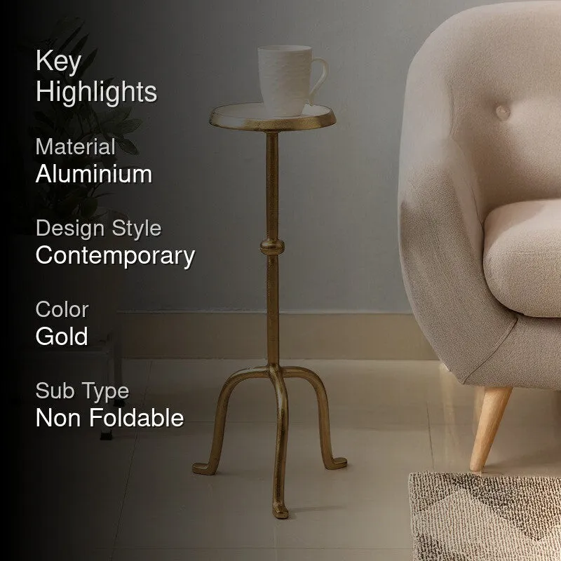 Curved Base Designer Aluminum Side Table - Gold media 2