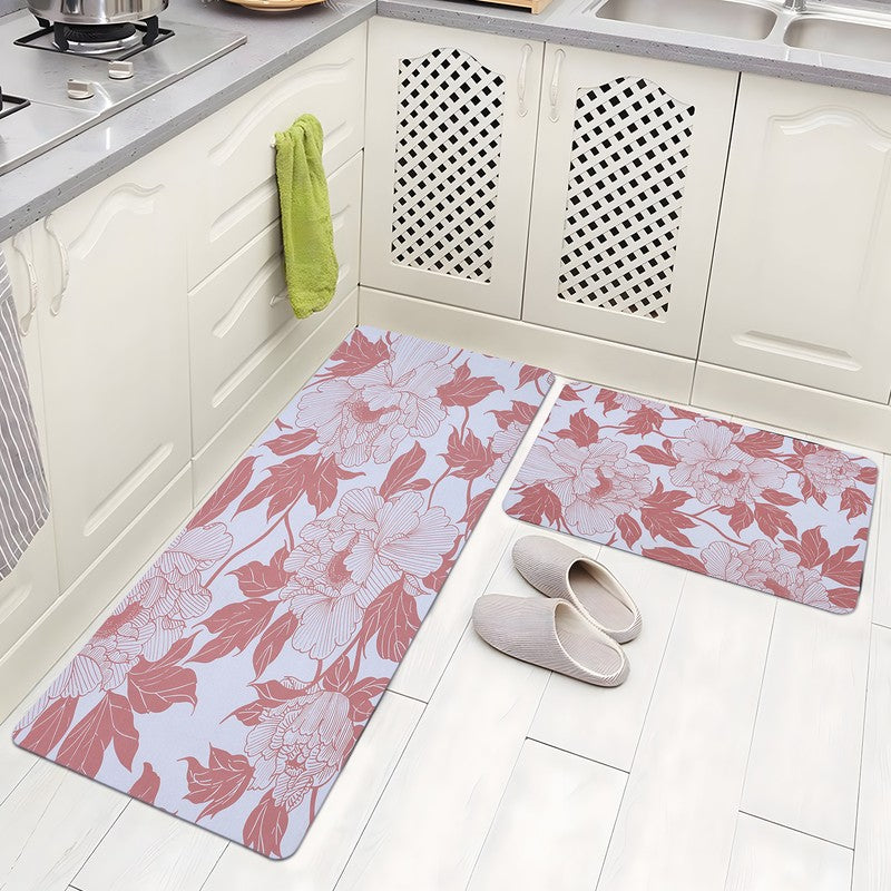 Snugelle Rubber Kitchen Floor Mats (Peach) - Set of Two