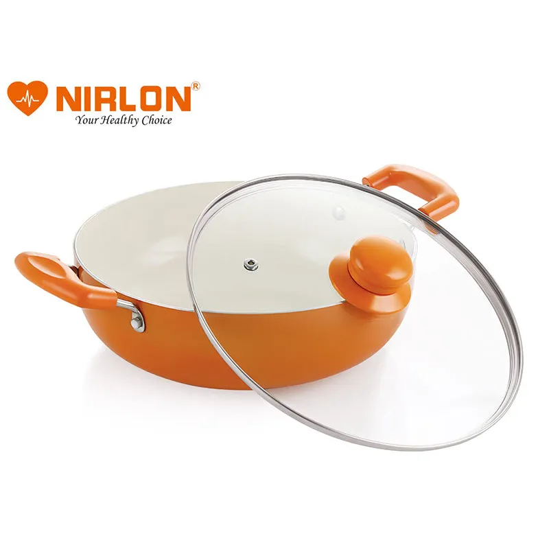 Nirlon Ceramic Coating Kadhai With Lid - 2250 mL/9 Inches media 4
