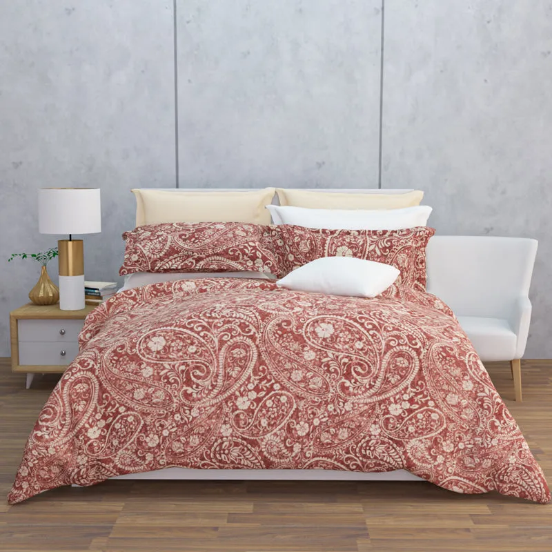 Paisley Nights Cotton Bedsheet (Red) - 144 TC media 6