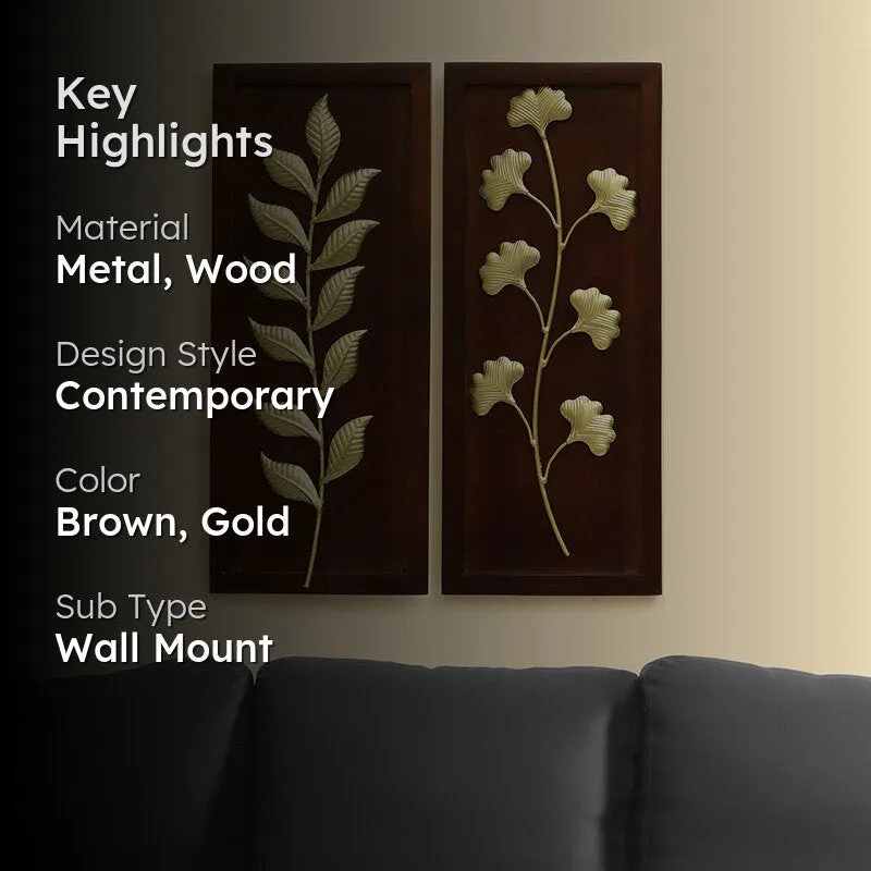 Golden Herbarium Metal & Wood Wall Accent - Set Of Two media 2