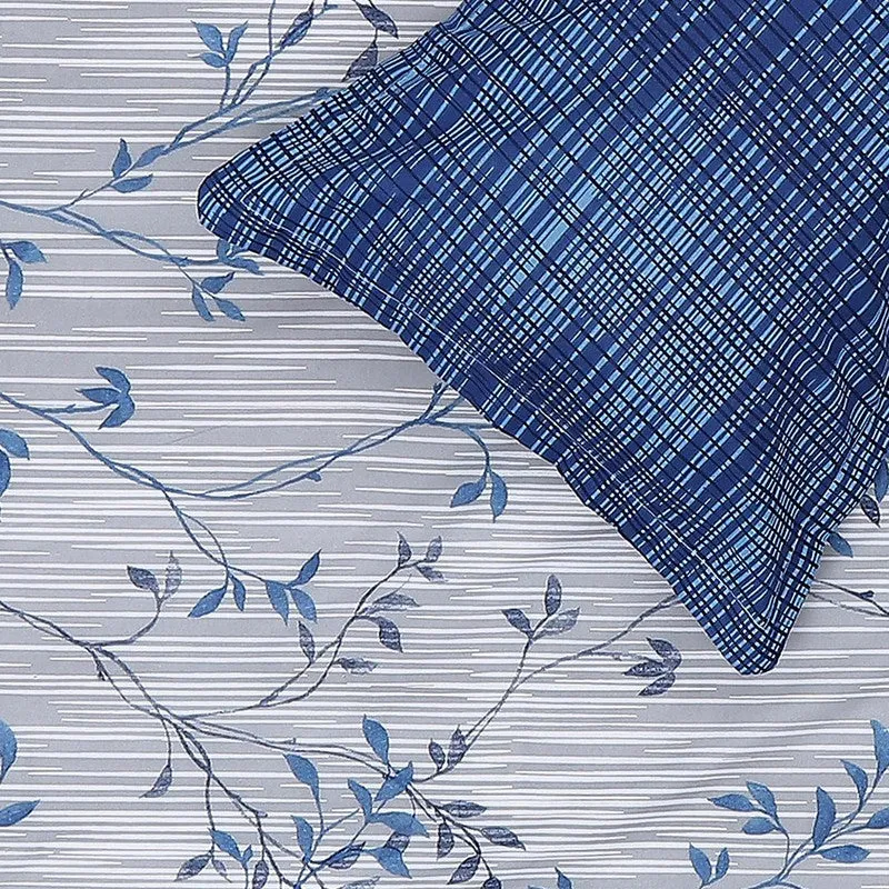 Monte Carlo Flora Form Cotton Bedsheet (White,Blue) - 104 TC media 6
