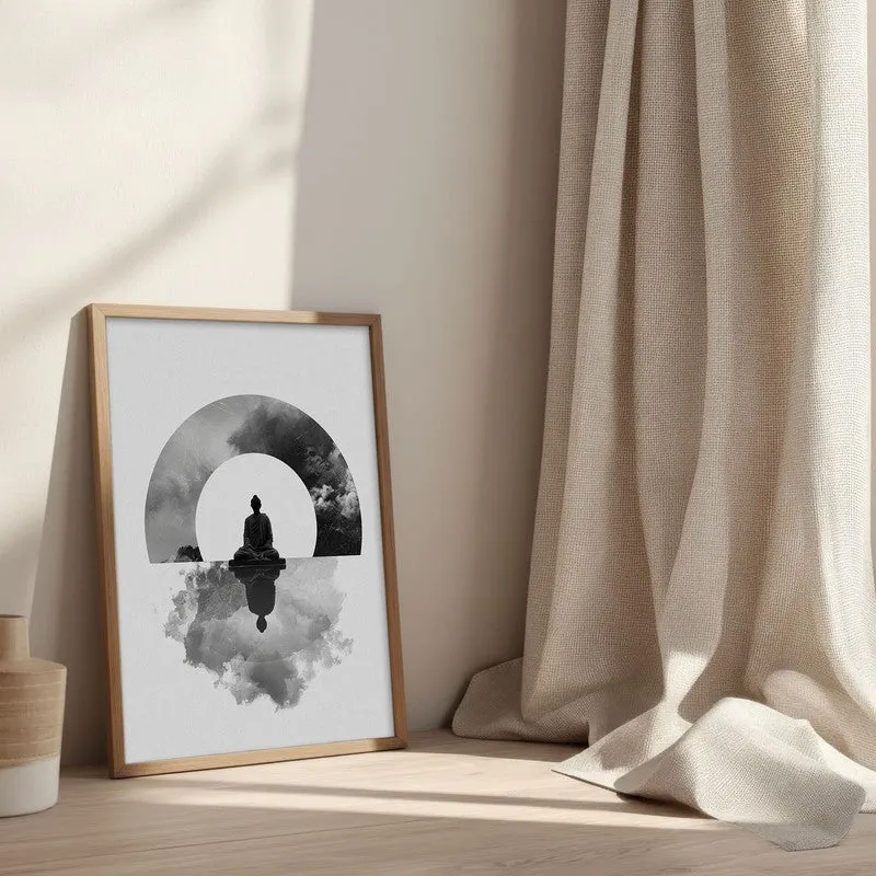 Whispers of Zen Buddha wall Painting With Brown Frame media 3