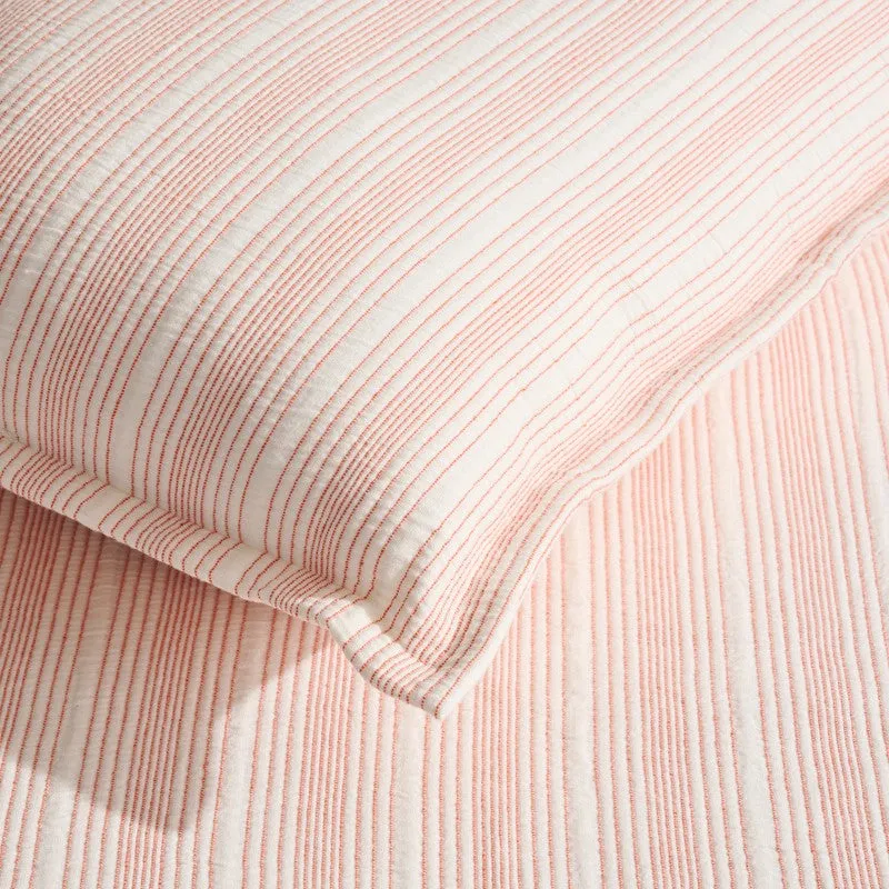 Stripe Grace Cotton Bedcover (Pink) (280 Gsm) - Three Piece Set media 3