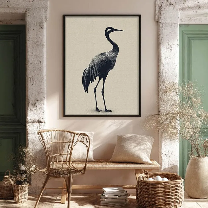 Graceful Crane Canvas Wall Painting With Black Frame media 7