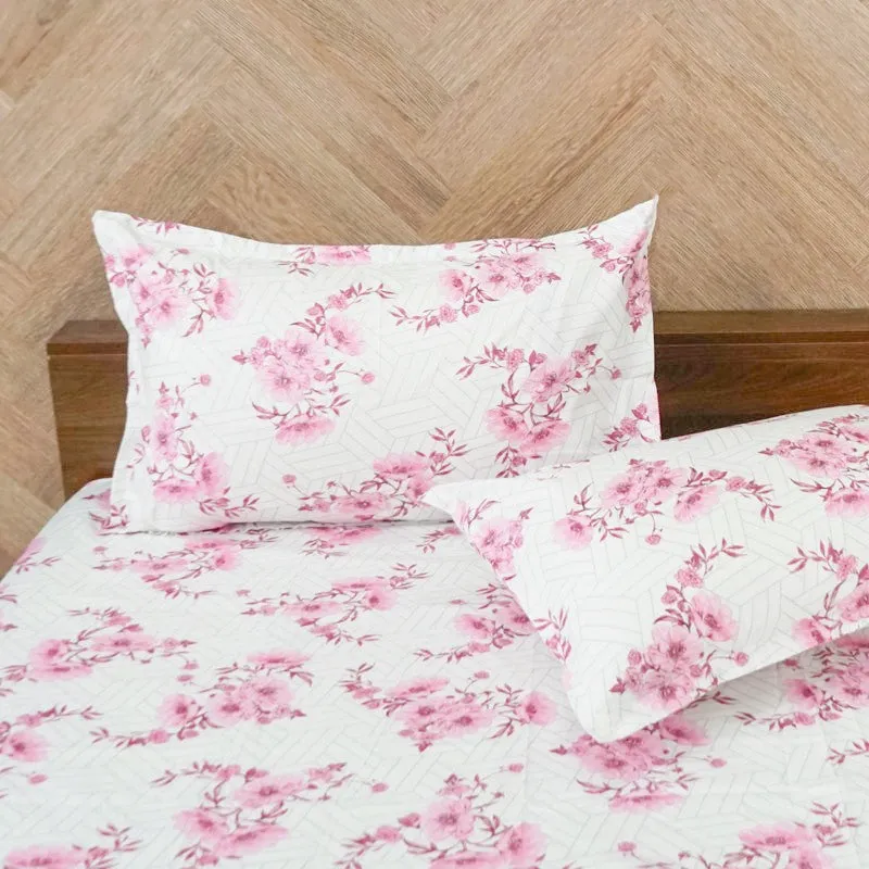 Coquette Floral Cotton Bedsheet (Pink) - 180 TC media 4