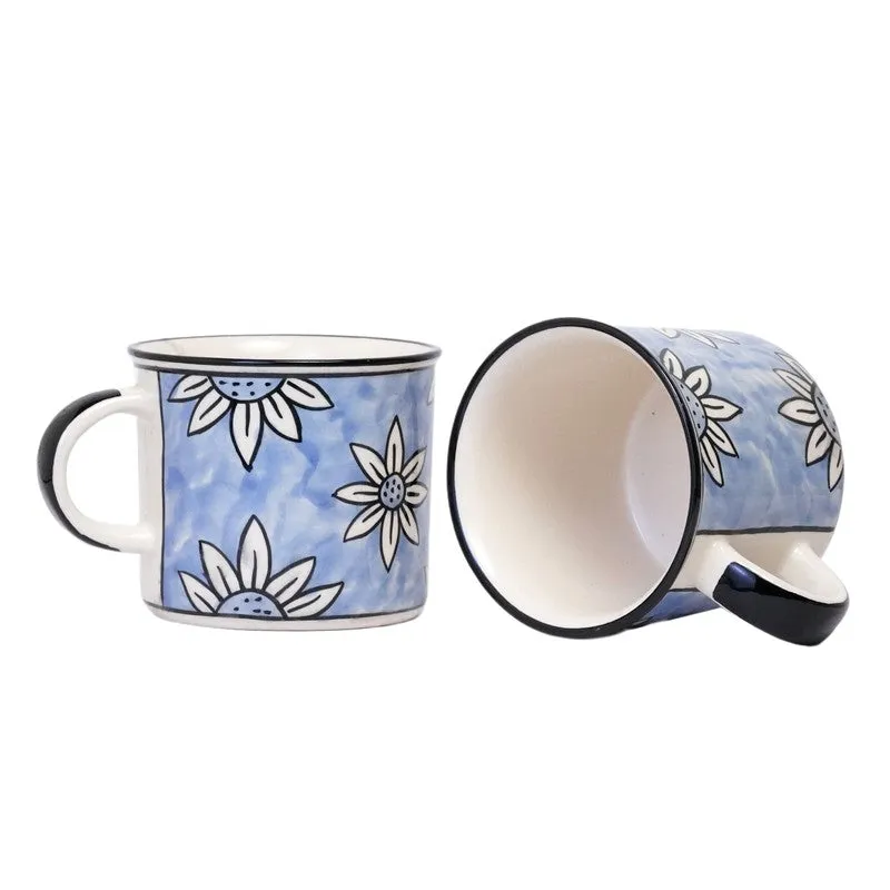Ceramic Ceramic Coffee Mug (300 mL Each,Blue,White) - Set Of Two media 6